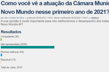 Resultado da enquete sobre atuação da Câmara Municipal